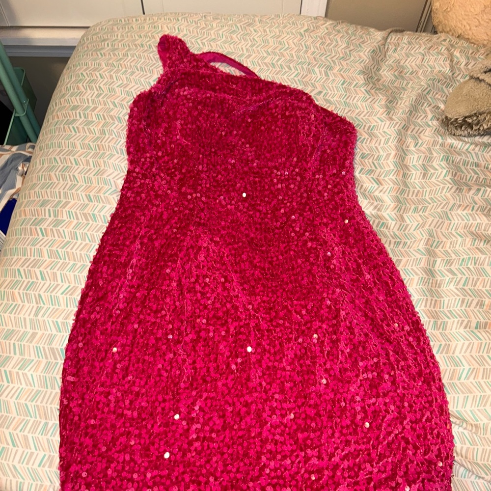 Homecoming or party dress very sparkly and bright pink